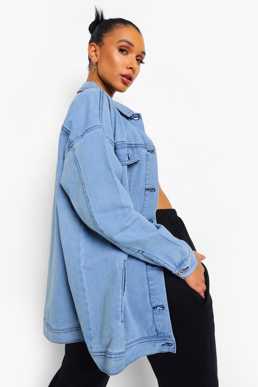 Veste en jean longue moumoute online femme